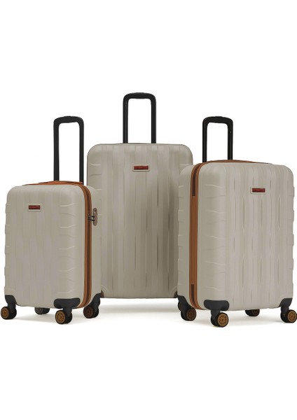 3'lü Valiz Seti Büyük Boy - Orta Boy - Kabin Boy Vizon-Taba 1167