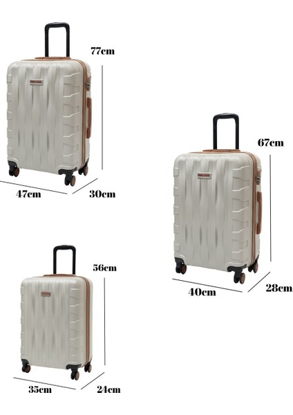3'lü Valiz Seti Büyük Boy - Orta Boy - Kabin Boy Vizon-Taba 1167 fırsatları