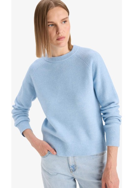 Regular Fit Bisiklet Yaka Basic Düz Soft Touch Yumuşak Triko Kazak D8678AX25WN