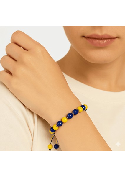 Makrome Örgülü Küre Kesim Sarı Lacivert Jade Hematit Doğaltaş Kadın Taraftar Bileklik modelleri