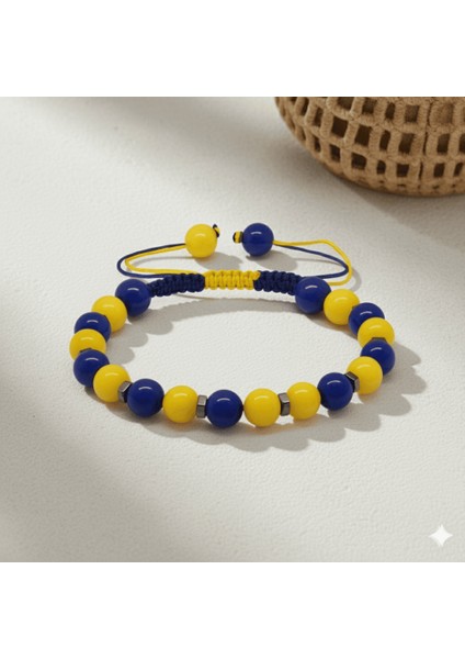 Makrome Örgülü Küre Kesim Sarı Lacivert Jade Hematit Doğaltaş Kadın Taraftar Bileklik fırsatları