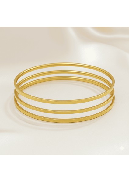 Kadın Çelik Ajda Bileklik - 3 Lü Model - Altın Renk fırsatları