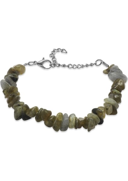 Metal Zincirli Natural Kesim Yosun Akik Doğaltaş Kadın Bileklik
