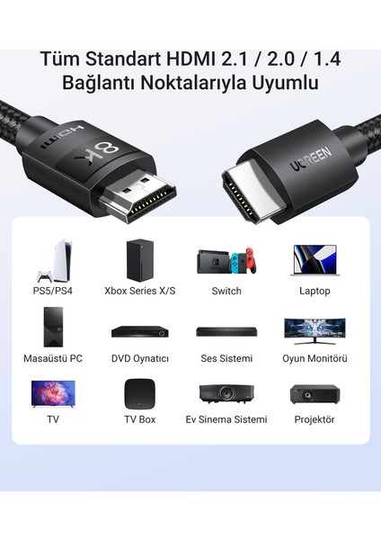 8k HDMI Görüntü Aktarma Kablosu, 5 Metre, 40182
