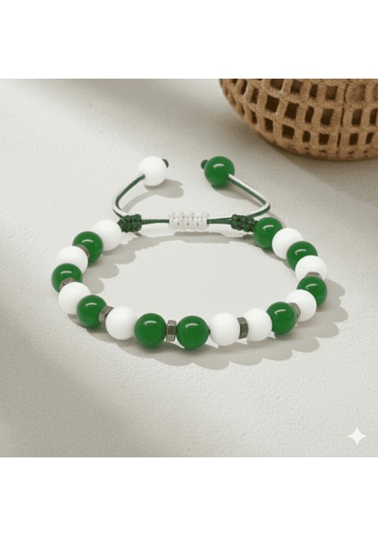 Makrome Örgülü Küre Kesim Yeşil Beyaz Jade Hematit Doğaltaş Kadın Taraftar Bileklik fırsatları