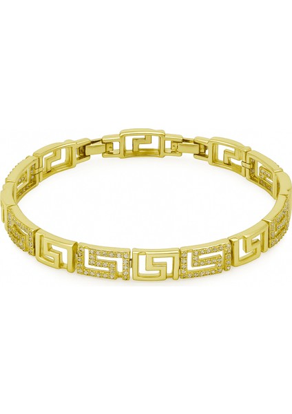Kadın Tam Tur Xuping Bileklik - Greek Tasarım - Beyaz Zirkon Taşlı - Altın Renk