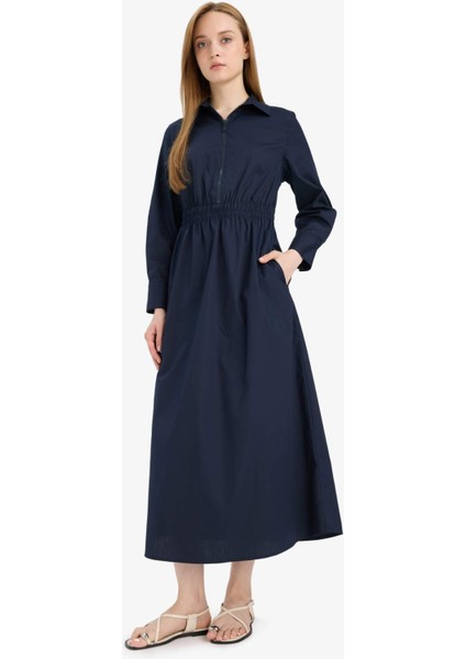 Regular Fit Gömlek Yaka Poplin Uzun Kollu Elbise F0322AX25AU