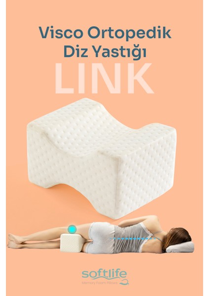 LINK Visco H Model Diz Arası Ortopedik Yastık Bacak Arası Yastık Visco Yastık 25x19x14cm