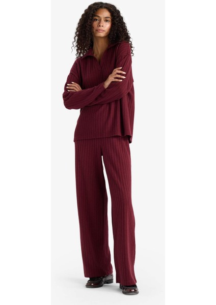 Wide Leg Fitilli Kaşkorse Beli Lastikli Pantolon