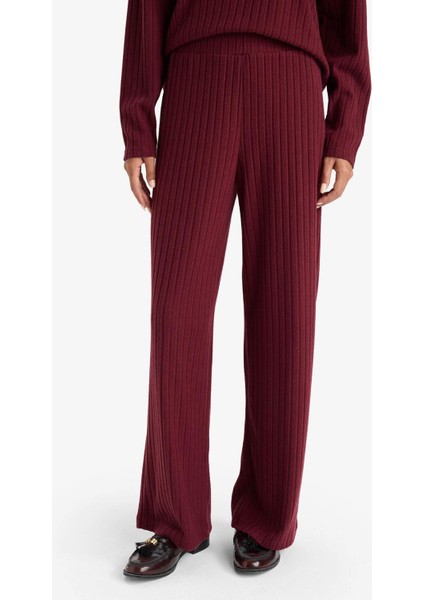 Wide Leg Fitilli Kaşkorse Beli Lastikli Pantolon