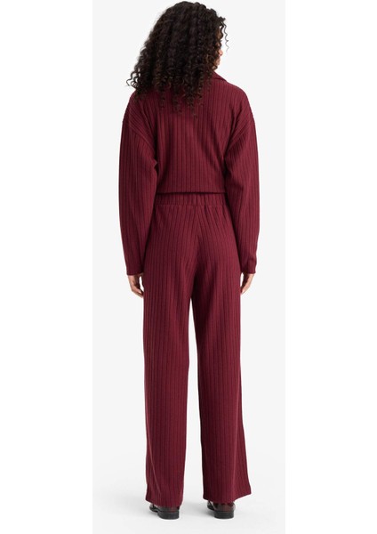 Wide Leg Fitilli Kaşkorse Beli Lastikli Pantolon