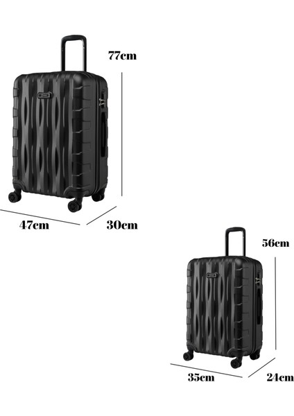 2'li Valiz Seti Büyük Boy - Kabin Boy Siyah-Siyah 1167 fırsatları