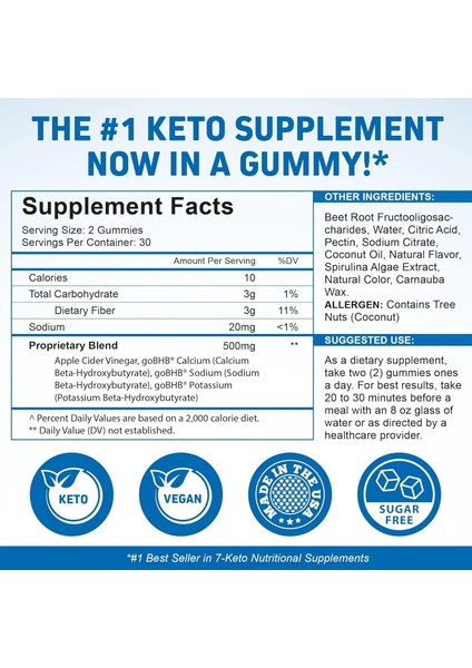 Apple Cider Vinegar + Keto Gummies 500 Mg 60 Gummies modelleri