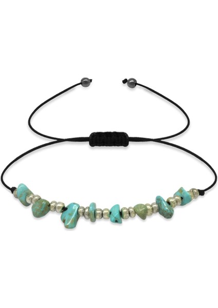 Makrome Örgülü Basic Model Firuze Doğaltaş Kadın Bileklik