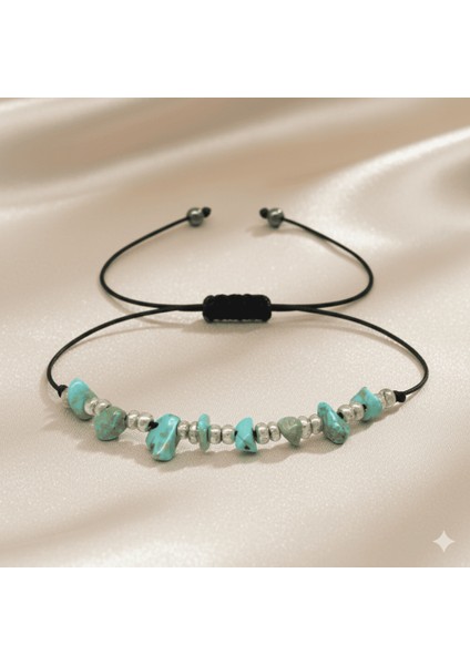 Makrome Örgülü Basic Model Firuze Doğaltaş Kadın Bileklik fırsatları