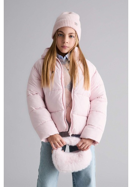 Kız Çocuk Su Geçirmez Fermuarlı Şişme Mont