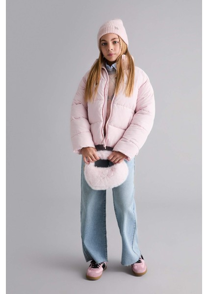 Kız Çocuk Su Geçirmez Fermuarlı Şişme Mont