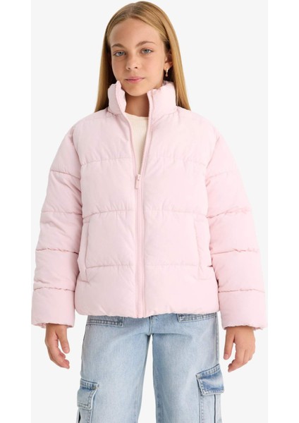 Kız Çocuk Su Geçirmez Fermuarlı Şişme Mont