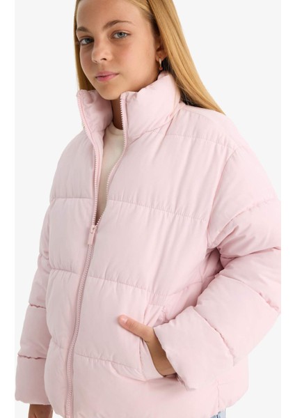 Kız Çocuk Su Geçirmez Fermuarlı Şişme Mont