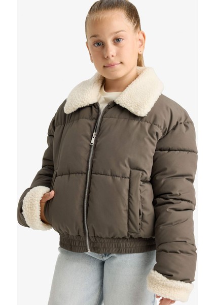 Kız Çocuk Pelüş Yakalı Fermuarlı Mont F0050A825AU