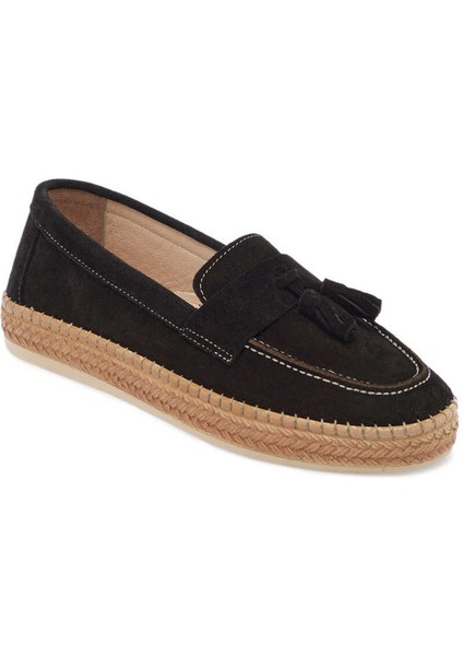 Siyah Hakiki Süet Deri Kadın Espadril - K24I1AY67227-A01