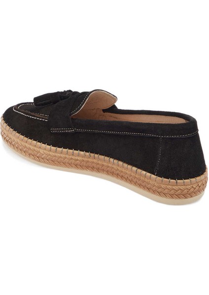 Siyah Hakiki Süet Deri Kadın Espadril - K24I1AY67227-A01