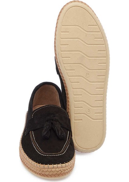 Siyah Hakiki Süet Deri Kadın Espadril - K24I1AY67227-A01