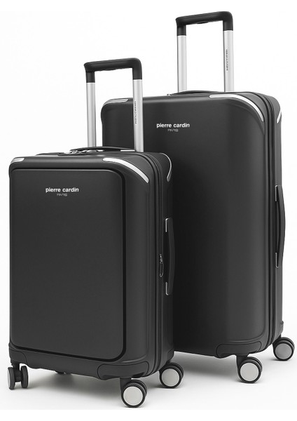 Orta ve Kabin Boy 2'li Set %100 Polipropilen Valiz Siyah 04PC7090