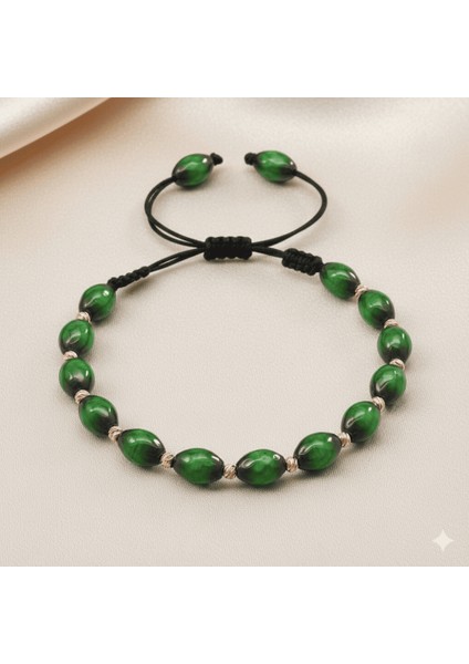 Makrome Örgülü Arpa Kesim Dorika Top Süslemeli His Taşı Doğaltaş Kadın Bileklik indirimleri