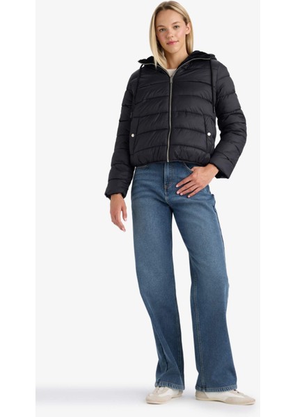 Su Geçirmez Regular Fit Kapüşonlu Suni Kürk Astarlı Mont F2145AX25WN