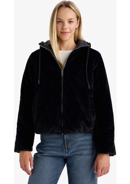 Su Geçirmez Regular Fit Kapüşonlu Suni Kürk Astarlı Mont F2145AX25WN