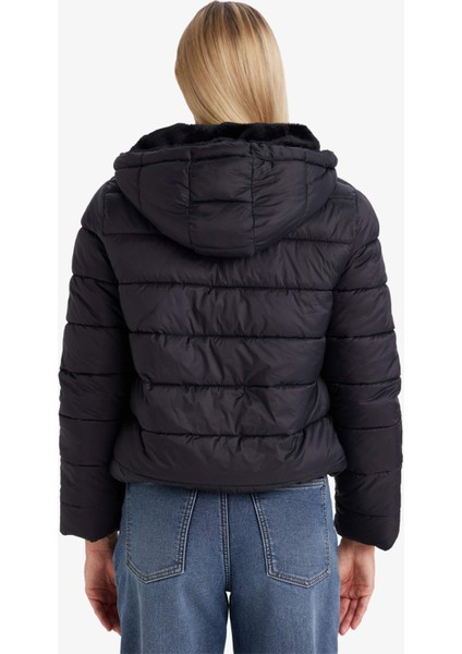 Su Geçirmez Regular Fit Kapüşonlu Suni Kürk Astarlı Mont F2145AX25WN