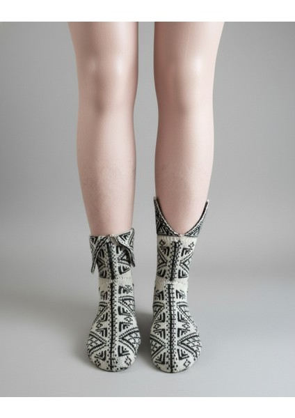 Çorap Patik Desenli Kalın Kışlık 3'lü Ekonomik Paket Unisex Pembe - Vizon - Beyaz