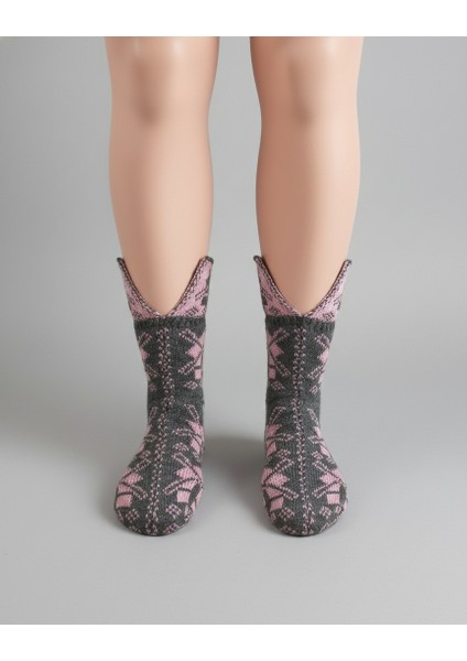 Çorap Patik Desenli Kalın Kışlık 3'lü Ekonomik Paket Unisex Pembe - Vizon - Beyaz fiyatları
