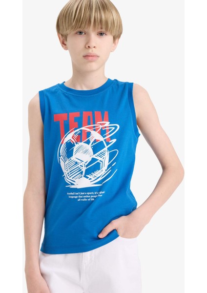 Erkek Çocuk Bisiklet Yaka Baskılı Atlet F0687A825HS