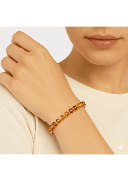 Makrome Örgülü Küre Kesim Sarı Renk Fosilli Doğal Damla Kehribar Kadın Bileklik fırsatları