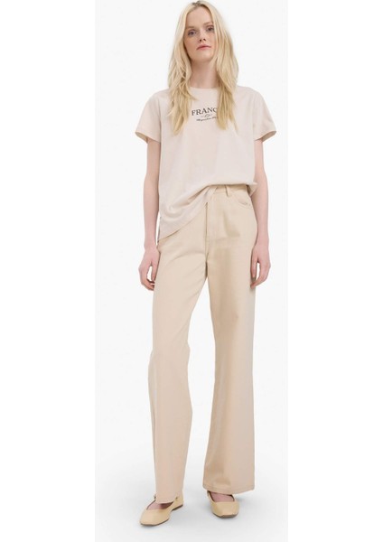 Relax Fit Bisiklet Yaka Baskılı Penye Kısa Kollu Tişört E5538AX25SM