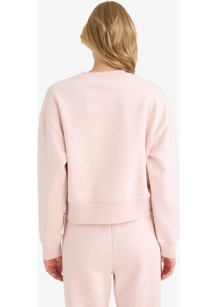 Boxy Fit Bisiklet Yaka Basic Düz Sweatshirt B8568AX25AU