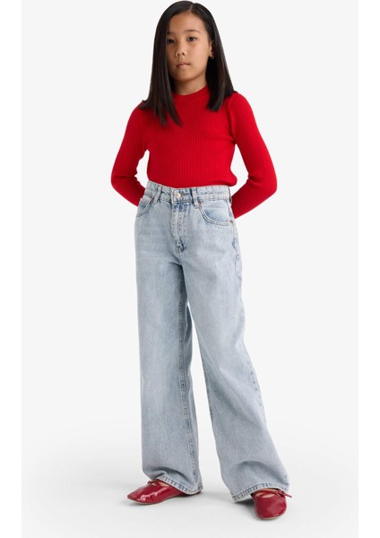 Kız Çocuk Fitted Bisiklet Yaka Triko Kazak E9849A825AU