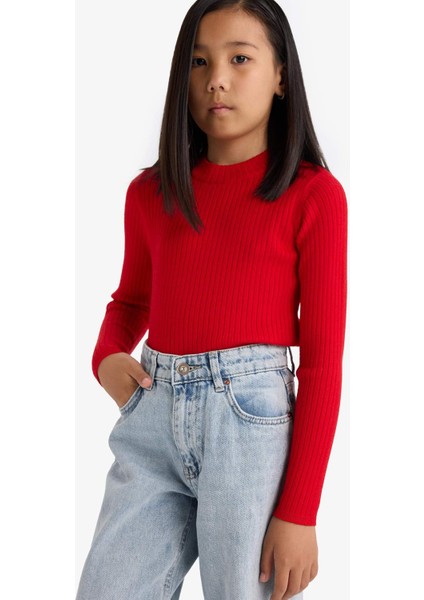 Kız Çocuk Fitted Bisiklet Yaka Triko Kazak E9849A825AU