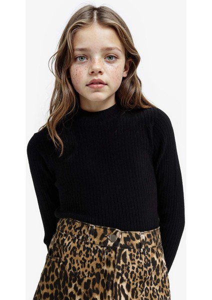 Kız Çocuk Fitted Bisiklet Yaka Triko Kazak E9849A825AU