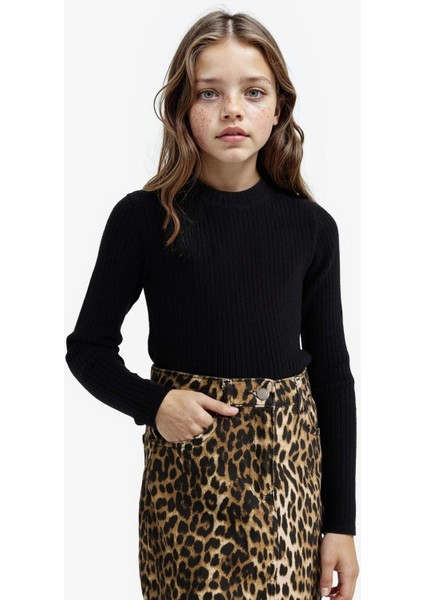 Kız Çocuk Fitted Bisiklet Yaka Triko Kazak E9849A825AU