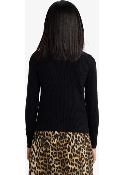 Kız Çocuk Fitted Bisiklet Yaka Triko Kazak E9849A825AU