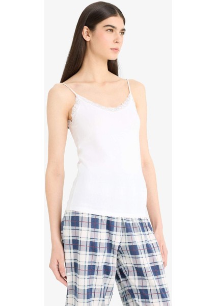 Dantel Detaylı İnce Askılı Pamuklu İç Atlet Y5360AZ25AU