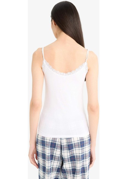 Dantel Detaylı İnce Askılı Pamuklu İç Atlet Y5360AZ25AU