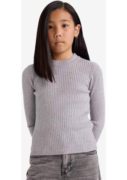 Kız Çocuk Fitted Bisiklet Yaka Triko Kazak E9849A825AU