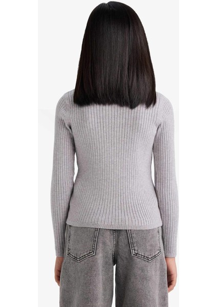 Kız Çocuk Fitted Bisiklet Yaka Triko Kazak E9849A825AU