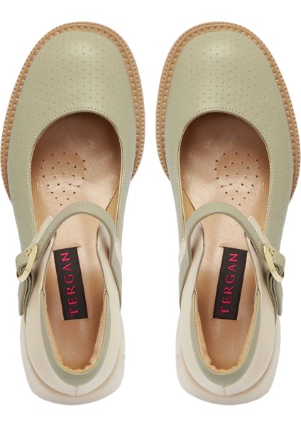 Yeşil Hakiki Deri Kadın Topuklu Ayakkabı - K24I1AY67291-G81