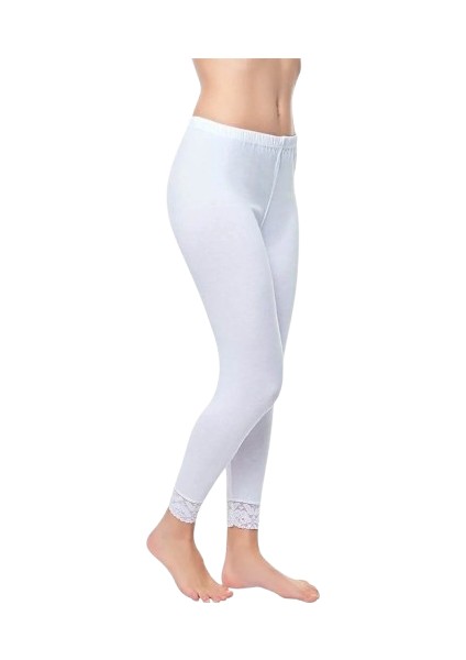 0157 Bayan Uzun Paçası Dantelli Tayt