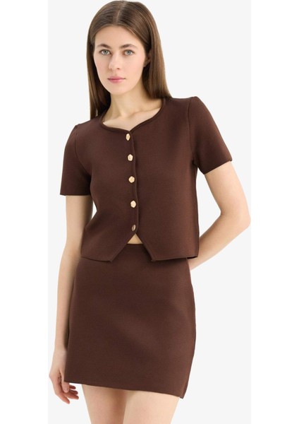 Basic Düz Yumuşak Dokulu Mini Etek E8417AX25SP